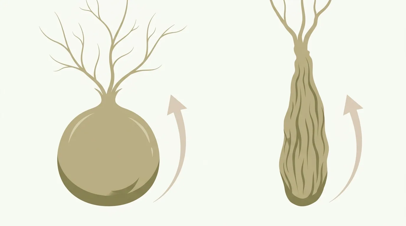 解説用イラスト: 確認塊莖的造型