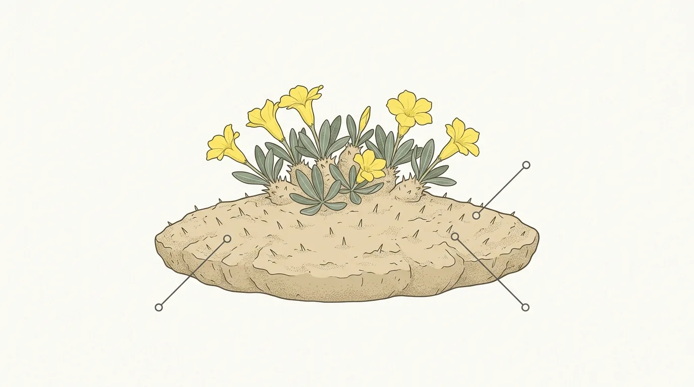 解説用イラスト: Pachypodium brevicaule