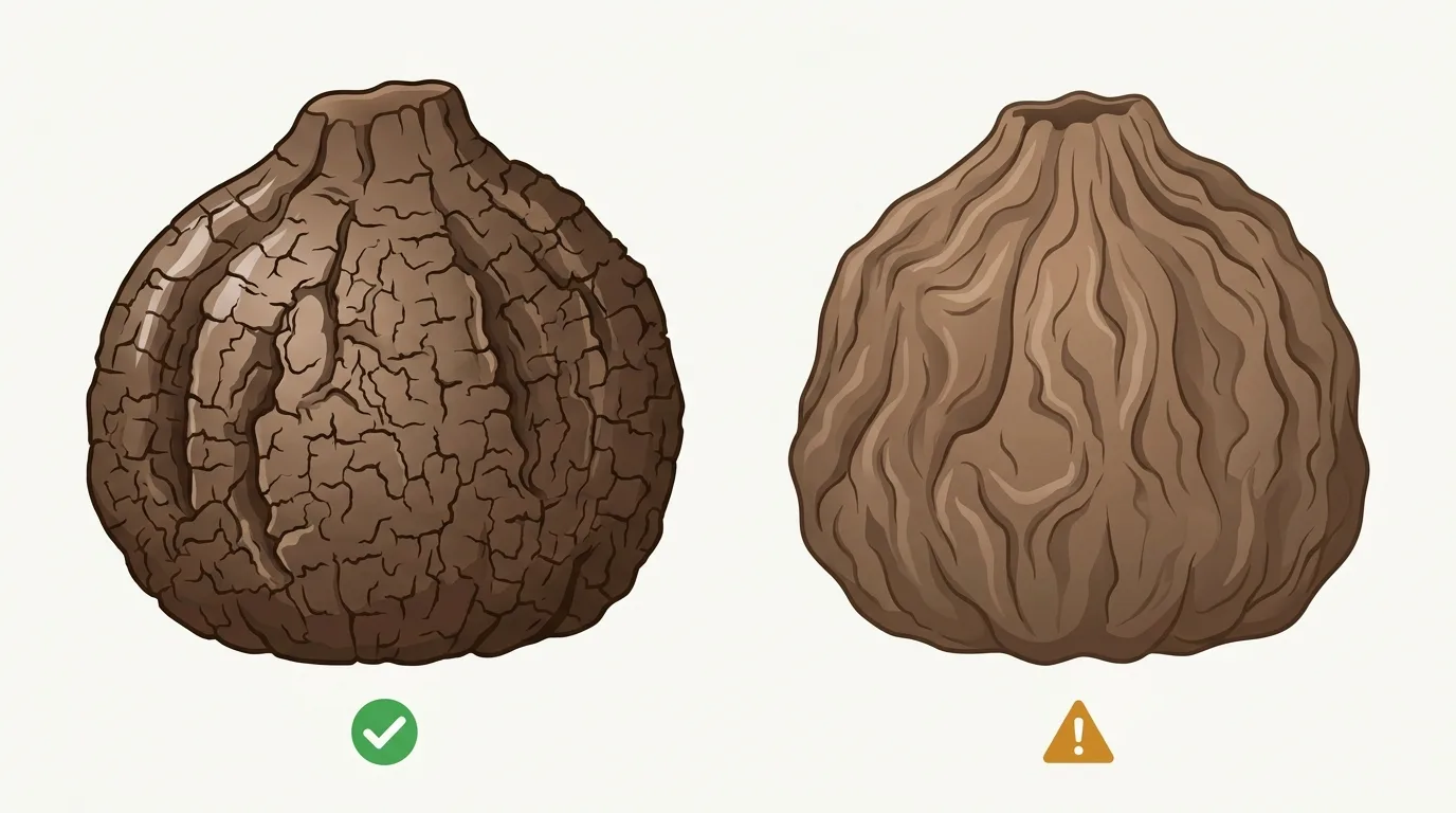 解説用イラスト: Examine the caudex form and skin texture