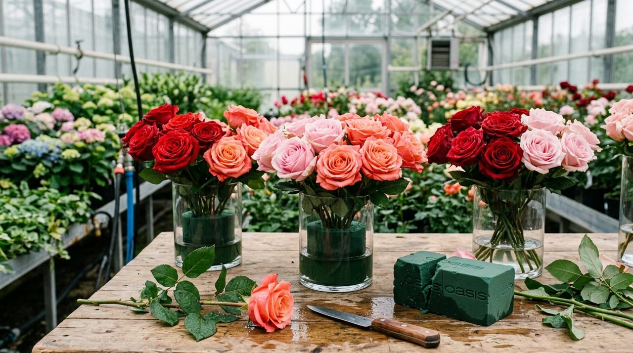 Complete Guide to Keeping Cut Roses Fresh | Floral Foam Techniques and Daily Care Tips
